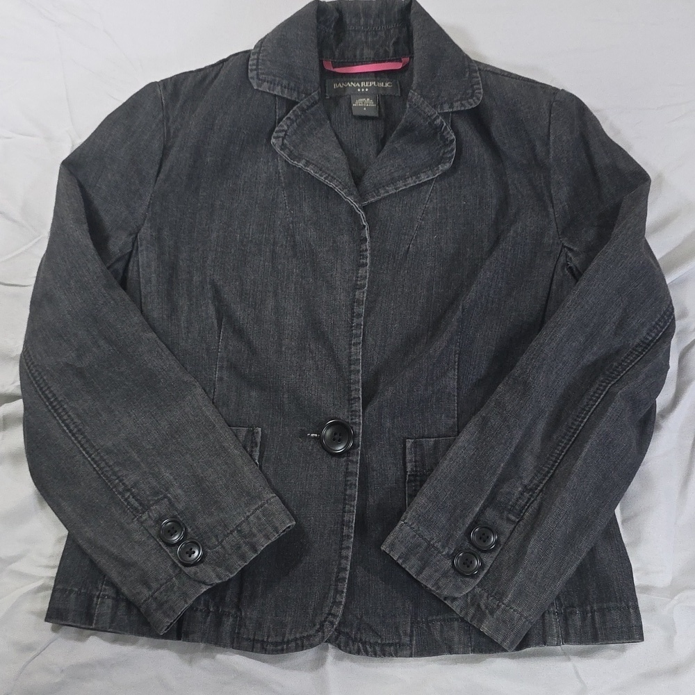 Banana Republic Black Cotton Denim Jacket